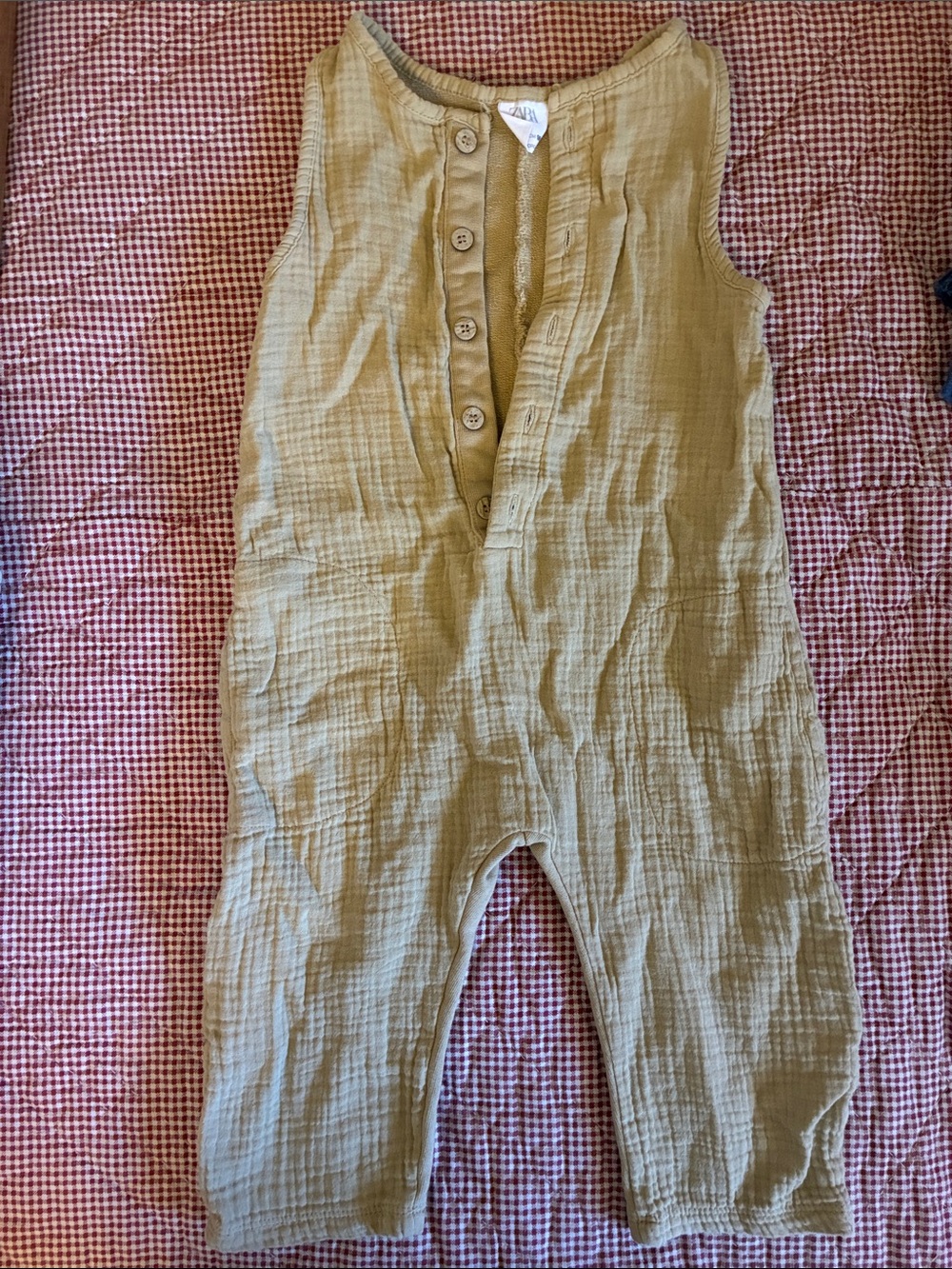 Zara Kids tan Cotton Muslin Romper